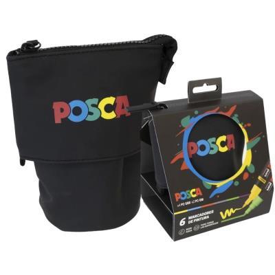 ROTULADOR ACRÍLICO ESTUCHE RETRACTIL 6 COL. PC-5BR Y PC5M POSCA