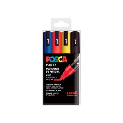 ROTULADOR ACRÍLICO PACK 4 UDS. COLORES BÁSICOS PC-5M POSCA (302422322)