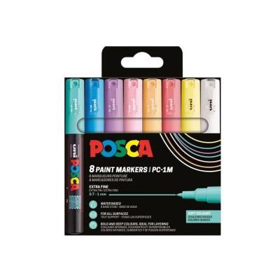 ROTULADOR ACRÍLICO PACK 8  COLORES PASTEL POSCA EXTRA FINE 0.7MM (PC1M8P)(302422309)