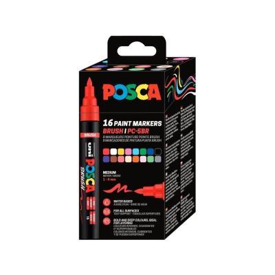 ROTULADOR ACRÍLICO PUNTA PINCEL CAJA 16 COL. MEDIUM 1-4MM POSCA ( PC-5BR 16P SET ) ( 302422410 )