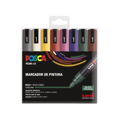 ROTULADOR ACRÍLICO PACK 8 COL. COLORES OSCUROS POSCA PC-5M(PC5M/8C)