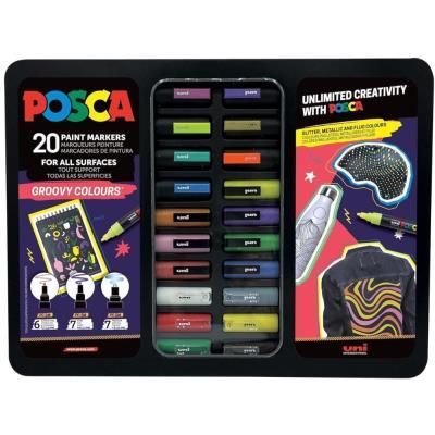 ROTULADOR ACRÍLICO MALETA METÁLICA GROOVY 20 COLORES POSCA (302422188)