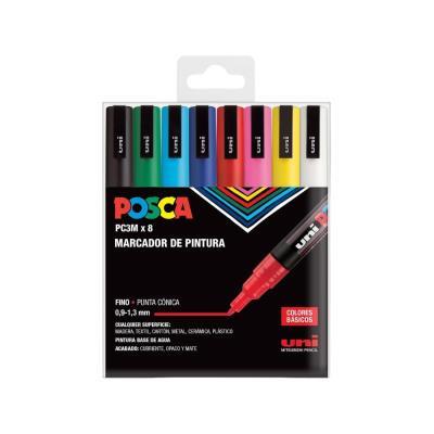 ROTULADOR ACRÍLICO PACK 8 COL. BASIC COLOR PC-3M 8P PUNTA FINA 0.9-1.3MM POSCA