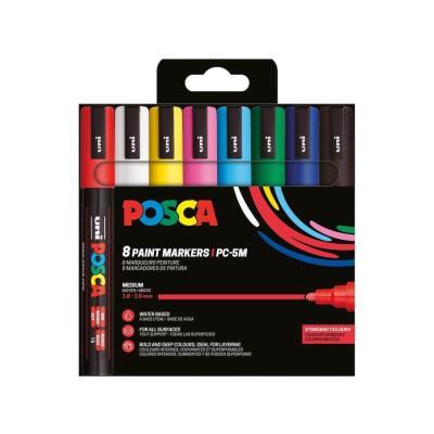 ROTULADOR ACRÍLICO PACK 8 COLORES BÁSICOS POSCA PC-5M