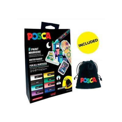 ROTULADOR ACRÍLICO PACK 8 COL. POSCA CARDBOARD +POUCH INCLUIDO ( SET POUCH 08-02) ( 302422411 )