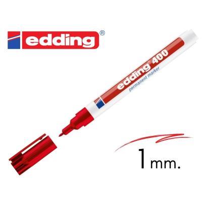 ROTULADOR PERMANENTE ROJO EDDING 400 PUNTA REDONDA CUERPO  PLASTICO 1 MM (400-02)
