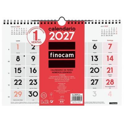 CALENDARIO DE PARED DOBLE ESPIRAL NÚMEROS GRANDES TAMAÑO M 120 GRS.FINOCAM (780000027)