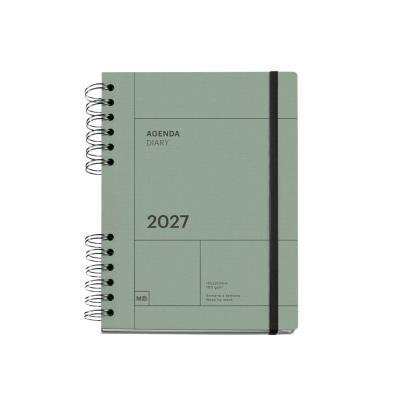 AGENDA MIQUELRIUS PLUS CON ESPIRAL 155X213 MM S/V 2027 12 MESES 100G COLOR VERDE SALVIA APLI