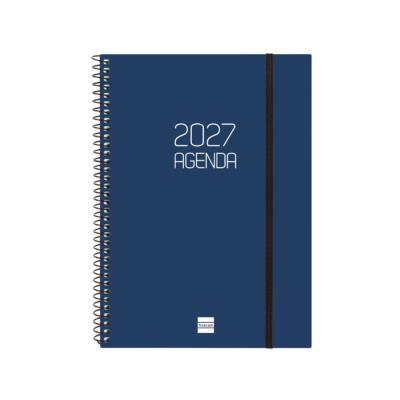 AGENDA ESPIRAL OPAQUE S/V CON GOMA 155X212 MM. AZUL FINOCAM 2027 (742761027)