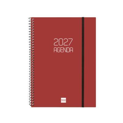AGENDA ESPIRAL OPAQUE S/V CON GOMA 155X212 MM. BURDEOS FINOCAM 2027 (742767427)