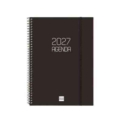 AGENDA ESPIRAL OPAQUE S/V CON GOMA 155X212 MM. NEGRO FINOCAM 2027 (742766027)