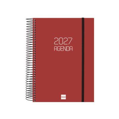 AGENDA ANUAL ESPIRAL D/P CON GOMA 155X212 MM. OPAQUE BURDEOS FINOCAM (742917427)