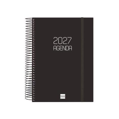 AGENDA ANUAL ESPIRAL D/P CON GOMA 155X212 MM. OPAQUE NEGRO FINOCAM (742916027)