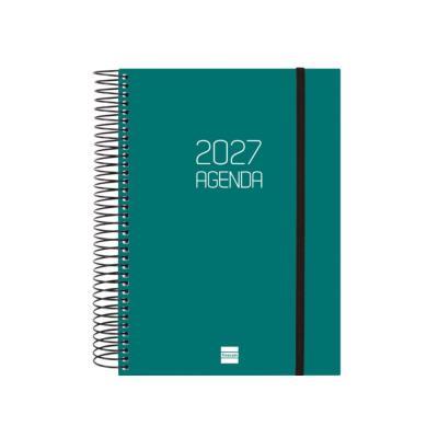 AGENDA ANUAL ESPIRAL D/P CON GOMA 155X212 MM. OPAQUE VERDE  FINOCAM(742912027)
