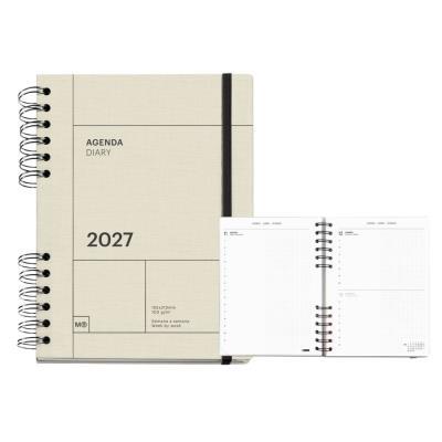AGENDA MIQUELRIUS PLUS CON ESPIRAL 155X213 MM D/P 2027 12 MESES COLOR CREMA CON GOMA APLI (MR34639)