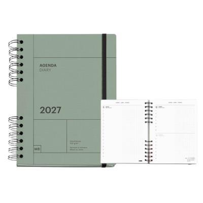 AGENDA MIQUELRIUS PLUS CON ESPIRAL 155X213 MM D/P 2027 12 MESES COLOR VERDE CON GOMA APLI (MR34645)