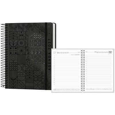 AGENDA ANUAL ESPIRAL A5 D/P T/D C/GOMA 60 GR SYROS GRIS 2027 LIDERPAPEL (175772)