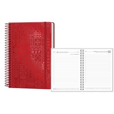 AGENDA ANUAL ESPIRAL A5 D/P T/D C/GOMA 60 GR SYROS ROJO 2027 LIDERPAPEL (175772)