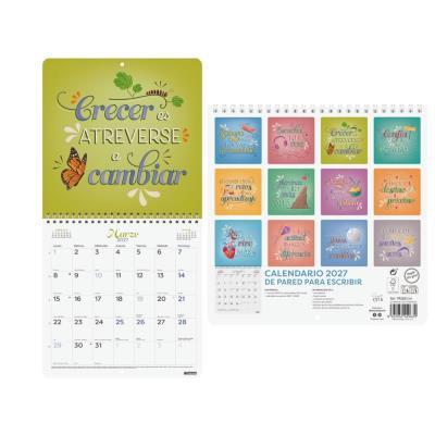 CALENDARIO DE PARED PARA ESCRIBIR C/ESPIRAL 30X30 CM FRASES INSPIRADORAS FINOCAM (792040527)