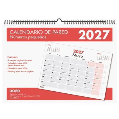 CALENDARIO ANUAL DE PARED C/ ESPIRAL A3 NUMEROS PEQUEÑOS 1 MES/PAGINA 2027 DOHE (11640)
