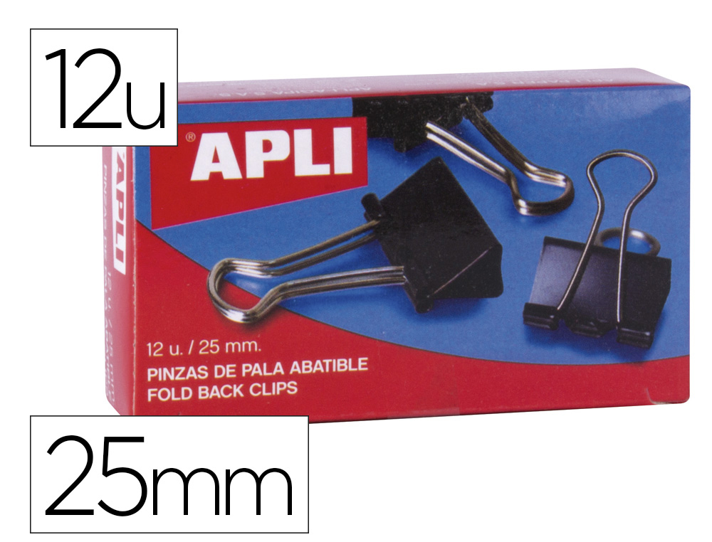 PINZA METALICA APLI REVERSIBLE 25 MM CAJA DE 12 UNIDADES