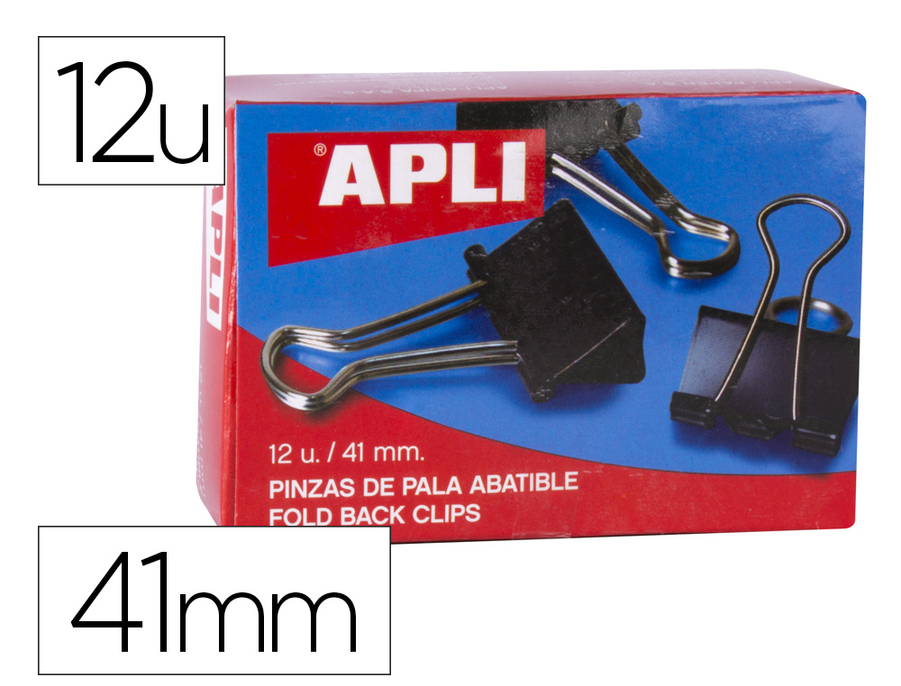 PINZA METALICA APLI REVERSIBLE 41 MM CAJA DE 12 UNIDADES