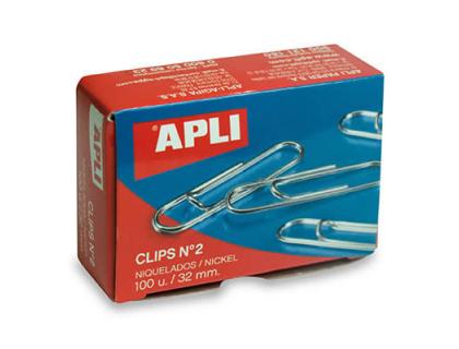 CLIPS APLI NIQUELADOS N2 32 MM CAJA DE 100 UNIDADES