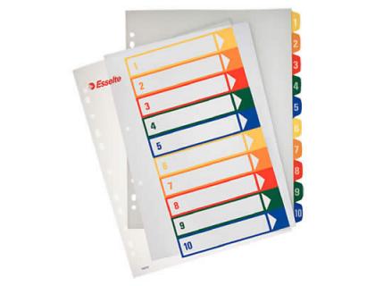 SEPARADOR NUMERICO ESSELTE PLASTICO 1-10 JUEGO DE 10 SEPARADORES IMPRIMIBLES DIN A4+ MULTITALADRO