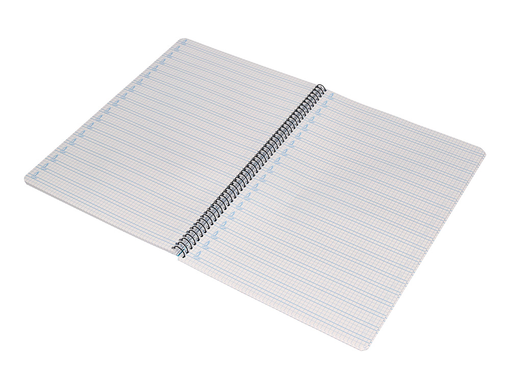 CUADERNO ESPIRAL LIDERPAPEL FOLIO PAUTAGUIA TAPA PLASTICO 80H 75GR CUADRO PAUTADO 4MM CON MARGEN COLOR AZUL