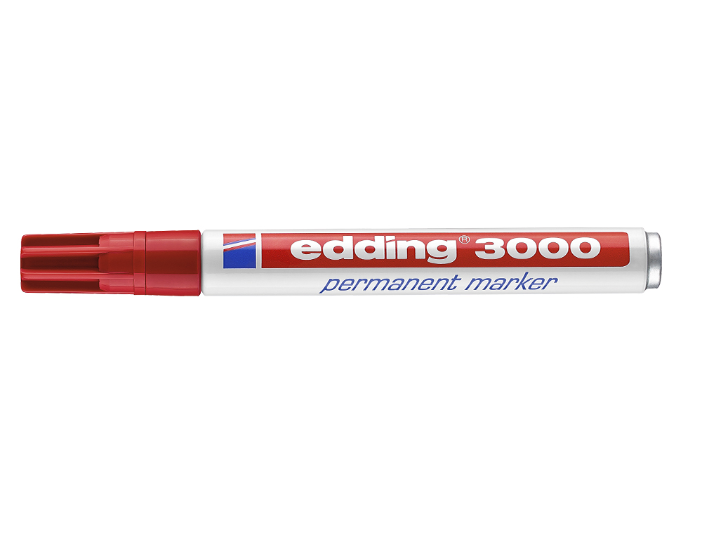 ROTULADOR EDDING MARCADOR PERMANENTE 3000 ROJO PUNTA REDONDA 1,5-3 MM RECARGABLE