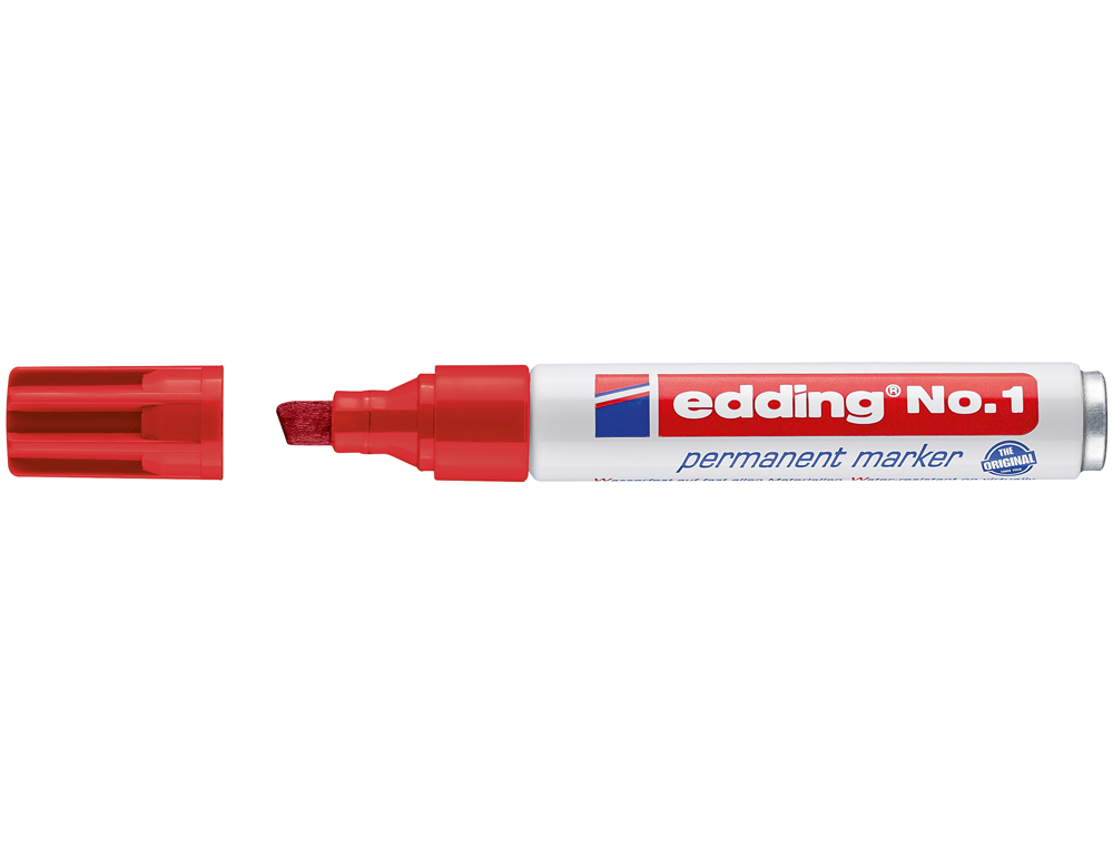 ROTULADOR EDDING MARCADOR PERMANENTE 1 ROJO PUNTA BISELADA 5 MM RECARGABLE