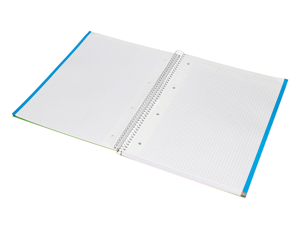CUADERNO ESPIRAL LIDERPAPEL A4 MICRO JOLLY TAPA FORRADA 140H 75 GR CUADRO 5MM 5 BANDAS 4 TALADROS COLOR VERDE