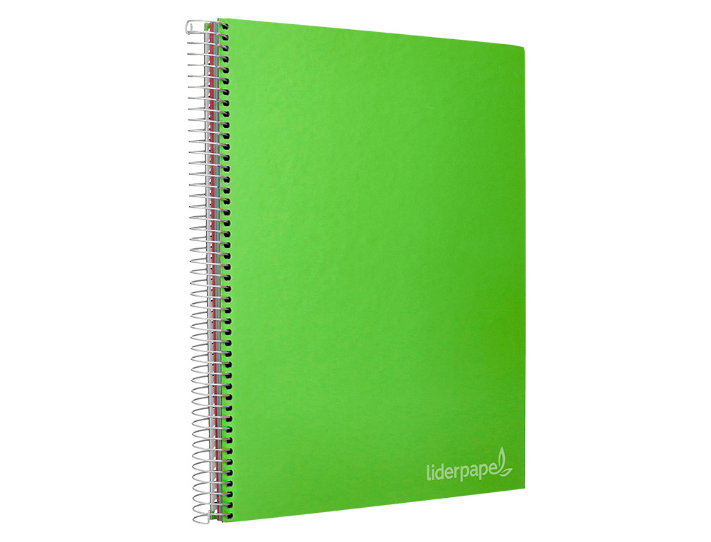 CUADERNO ESPIRAL LIDERPAPEL A4 MICRO JOLLY TAPA FORRADA 140H 75 GR CUADRO 5MM 5 BANDAS 4 TALADROS COLOR VERDE