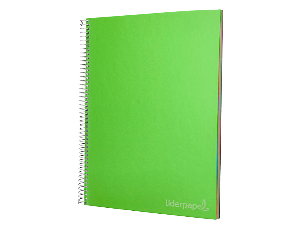 CUADERNO ESPIRAL LIDERPAPEL A4 MICRO JOLLY TAPA FORRADA 140H 75 GR CUADRO 5MM 5 BANDAS 4 TALADROS COLOR VERDE