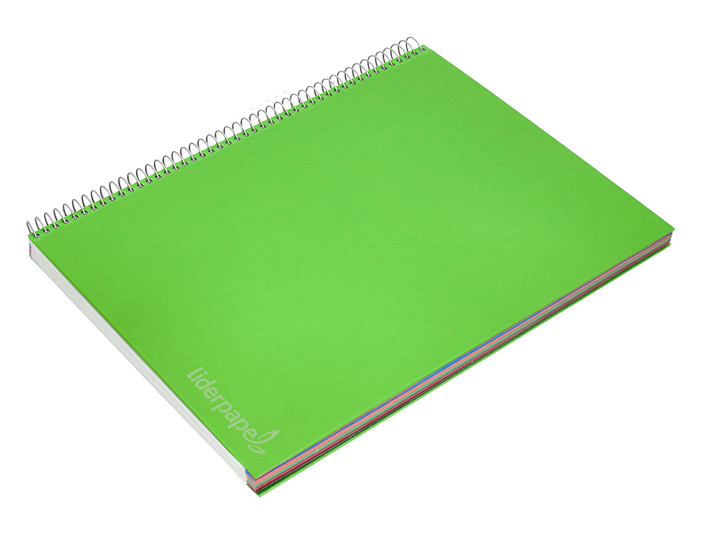 CUADERNO ESPIRAL LIDERPAPEL A4 MICRO JOLLY TAPA FORRADA 140H 75 GR CUADRO 5MM 5 BANDAS 4 TALADROS COLOR VERDE