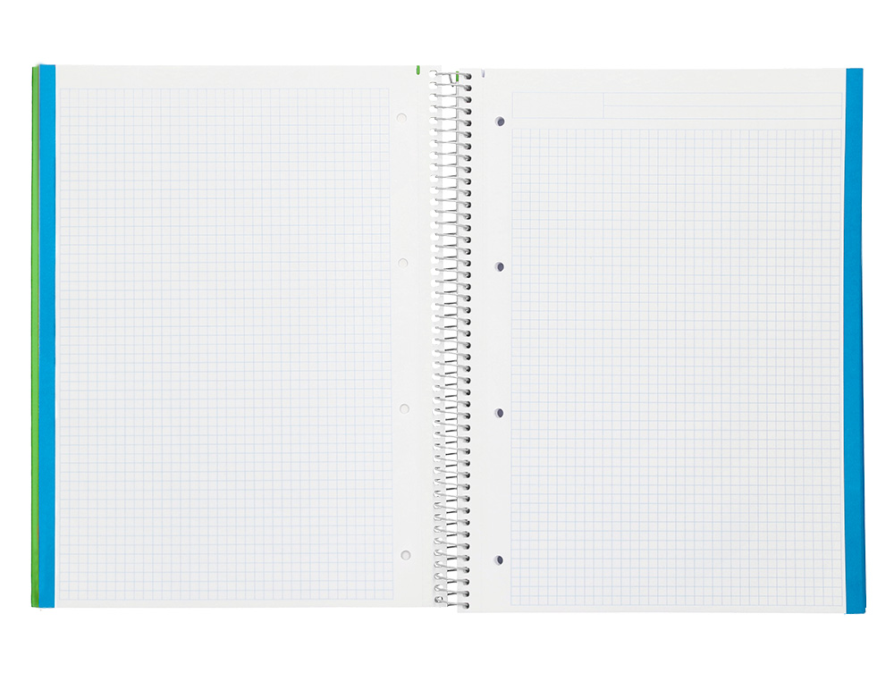 CUADERNO ESPIRAL LIDERPAPEL A4 MICRO JOLLY TAPA FORRADA 140H 75 GR CUADRO 5MM 5 BANDAS 4 TALADROS COLOR VERDE