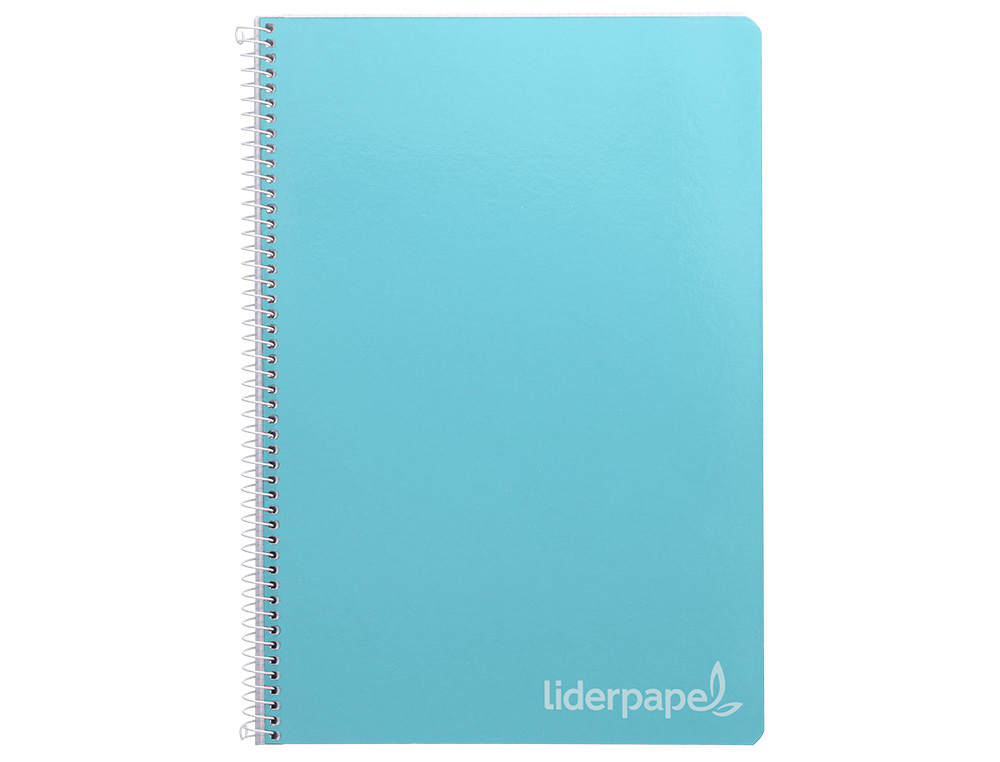 CUADERNO ESPIRAL LIDERPAPEL FOLIO WITTY TAPA DURA 80H 75GR CUADRO 4MM CON MARGEN COLOR CELESTE