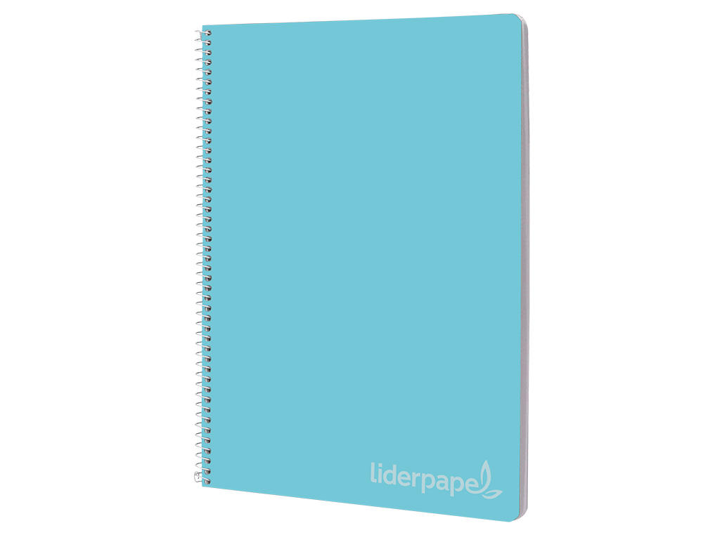CUADERNO ESPIRAL LIDERPAPEL FOLIO WITTY TAPA DURA 80H 75GR CUADRO 4MM CON MARGEN COLOR CELESTE