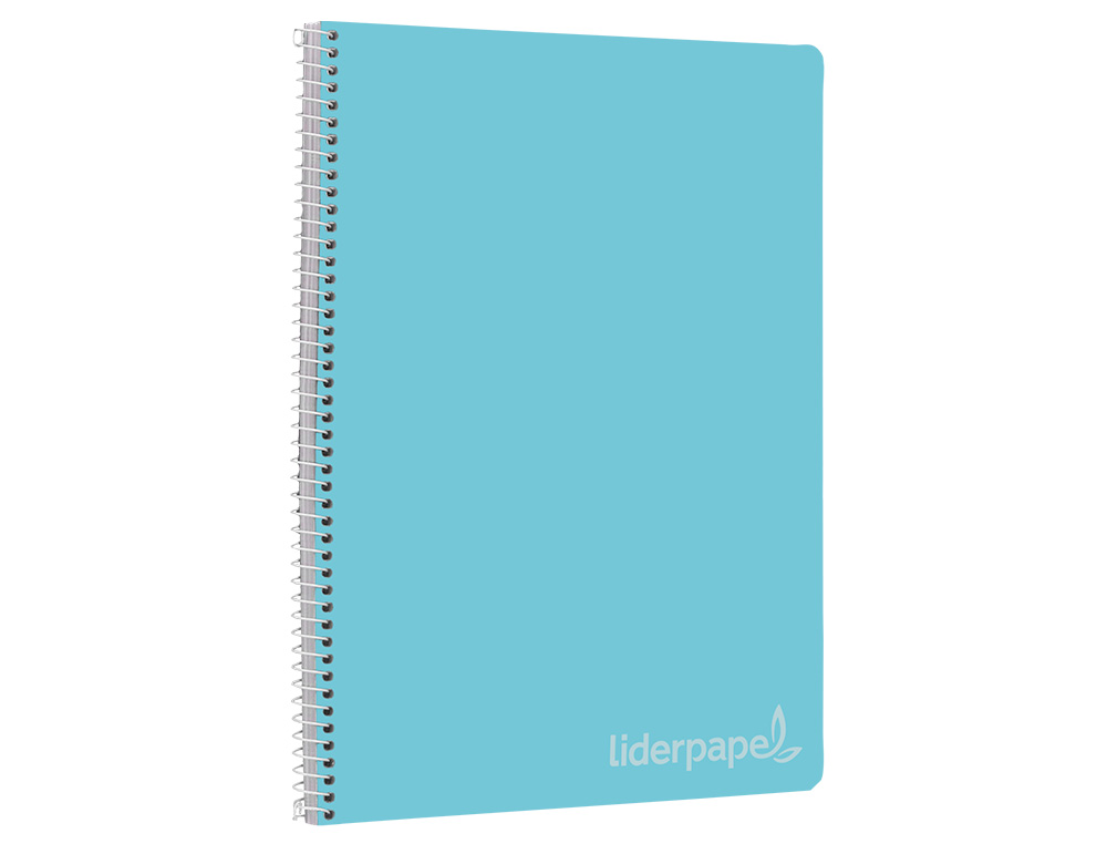 CUADERNO ESPIRAL LIDERPAPEL FOLIO WITTY TAPA DURA 80H 75GR CUADRO 4MM CON MARGEN COLOR CELESTE