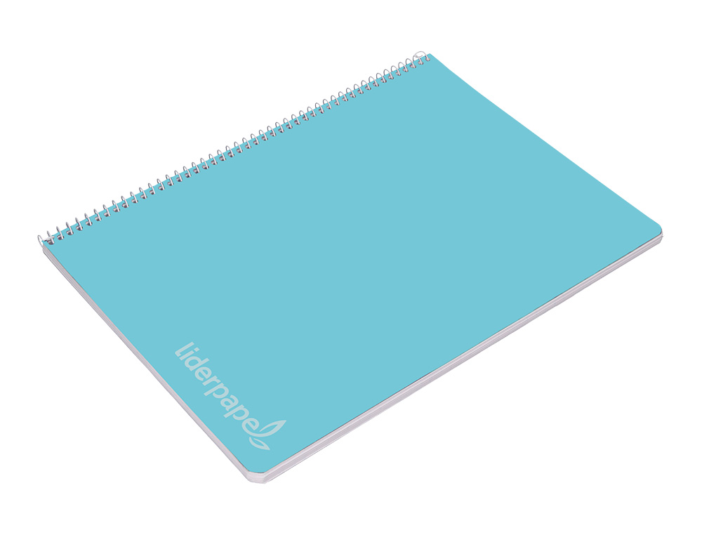 CUADERNO ESPIRAL LIDERPAPEL FOLIO WITTY TAPA DURA 80H 75GR CUADRO 4MM CON MARGEN COLOR CELESTE