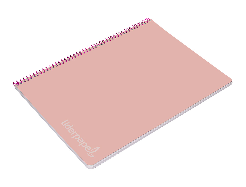 CUADERNO ESPIRAL LIDERPAPEL FOLIO WITTY TAPA DURA 80H 75GR CUADRO 4MM CON MARGEN COLOR ROSA
