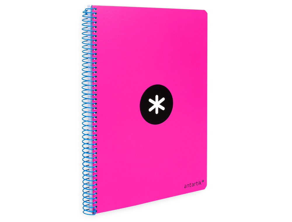 CUADERNO ESPIRAL A4 ANTARTIK TAPA DURA 80H 90GR CUADRO 4MM CON MARGEN COLOR ROSA FLUOR