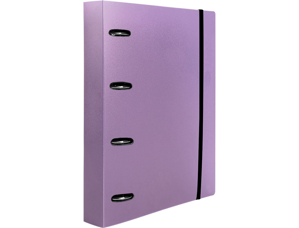 CARPETA CON RECAMBIO LIDERPAPEL A4 CUADRO 5MM 100 HOJAS 80G POLIPROPILENO 4 ANILLAS MIXTAS 25MM LAVANDA