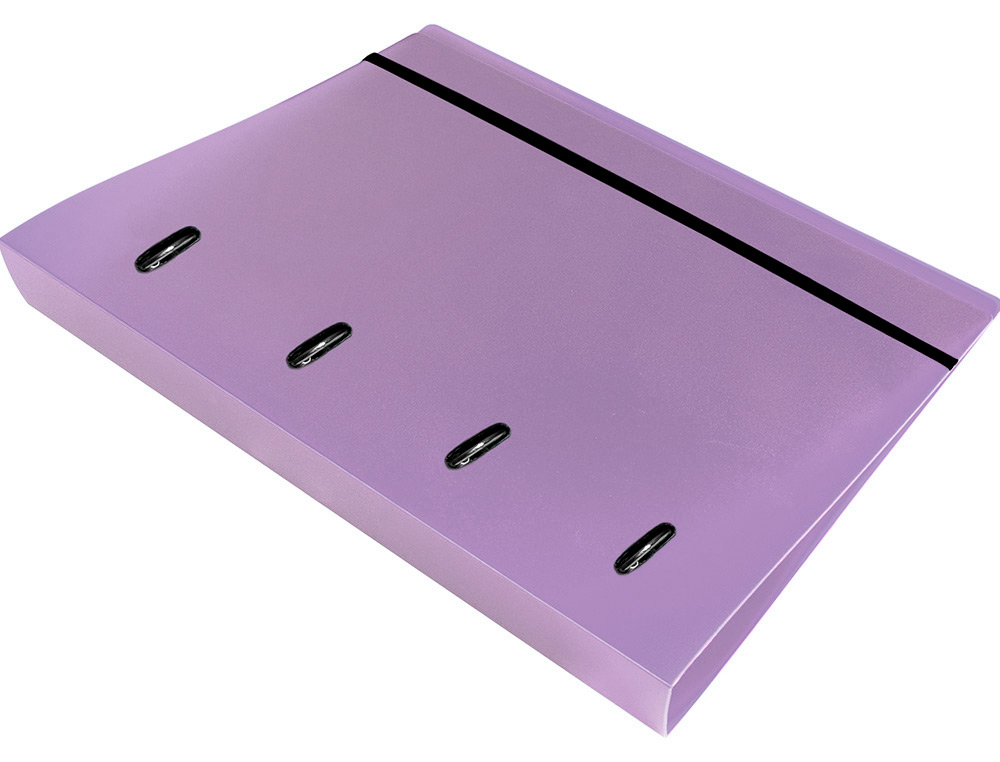 CARPETA CON RECAMBIO LIDERPAPEL A4 CUADRO 5MM 100 HOJAS 80G POLIPROPILENO 4 ANILLAS MIXTAS 25MM LAVANDA