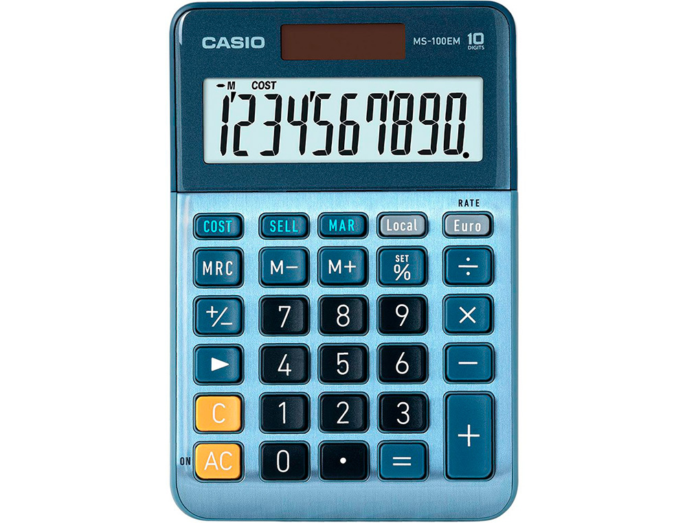 CALCULADORA CASIO MS-100EM SOBREMESA 10 DIGITOS TX +/- TECLA COLOR AZUL