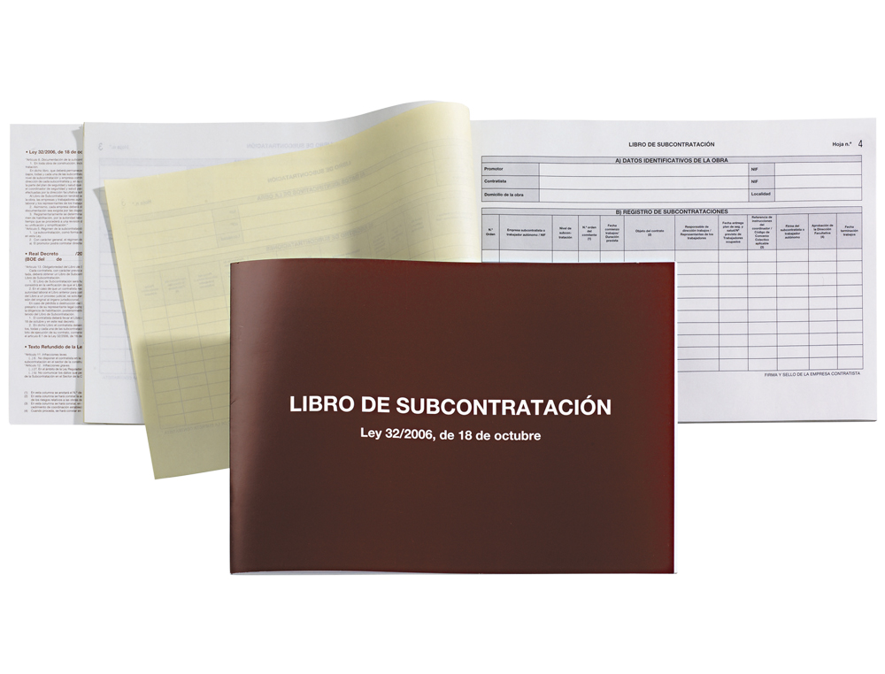 LIBRO MIQUELRIUS SUBCONTRATACION FOLIO NATURAL JUEGO DE 10 HOJAS AUTOCOPIATIVAS