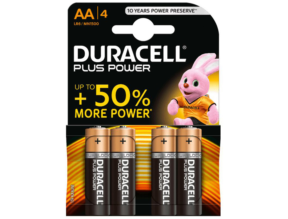 PILA DURACELL ALCALINA PLUS AA BLISTER CON 4 UNIDADES