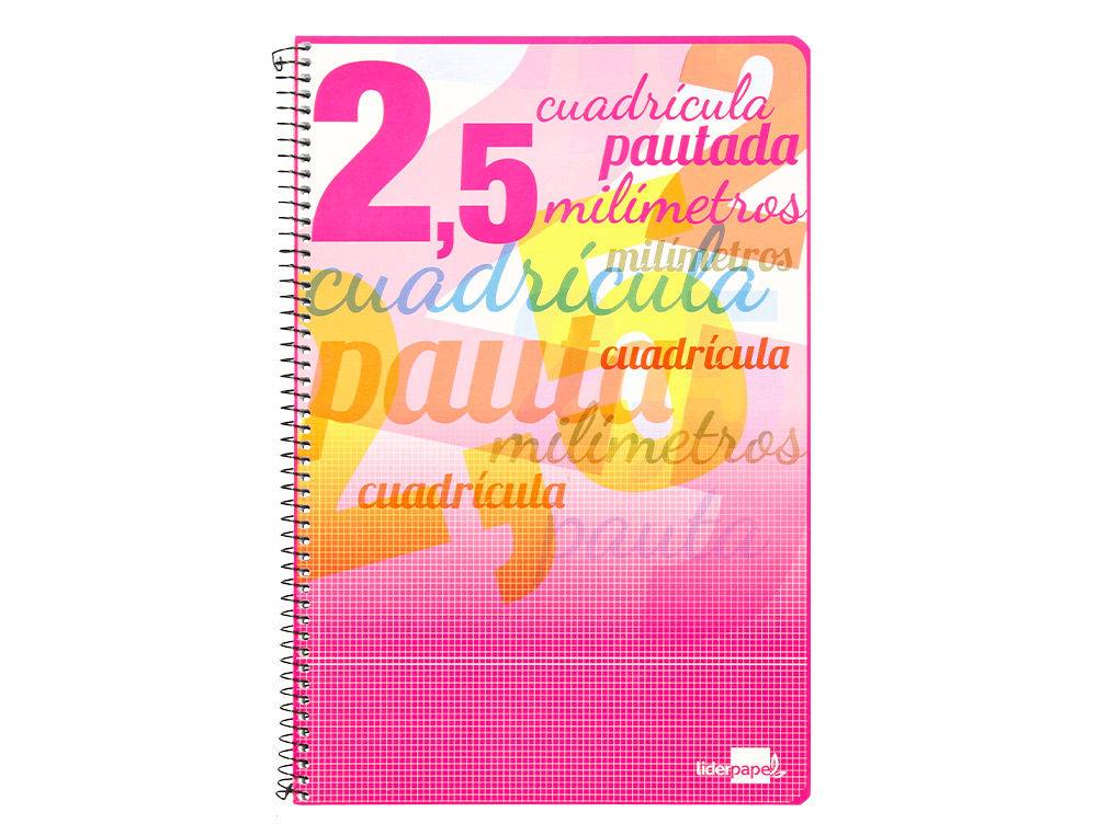 CUADERNO ESPIRAL LIDERPAPEL FOLIO PAUTAGUIA TAPA BLANDA 80H 75GR CUADRO PAUTADO 2,5MM CON MARGEN COLORES SURTIDOS