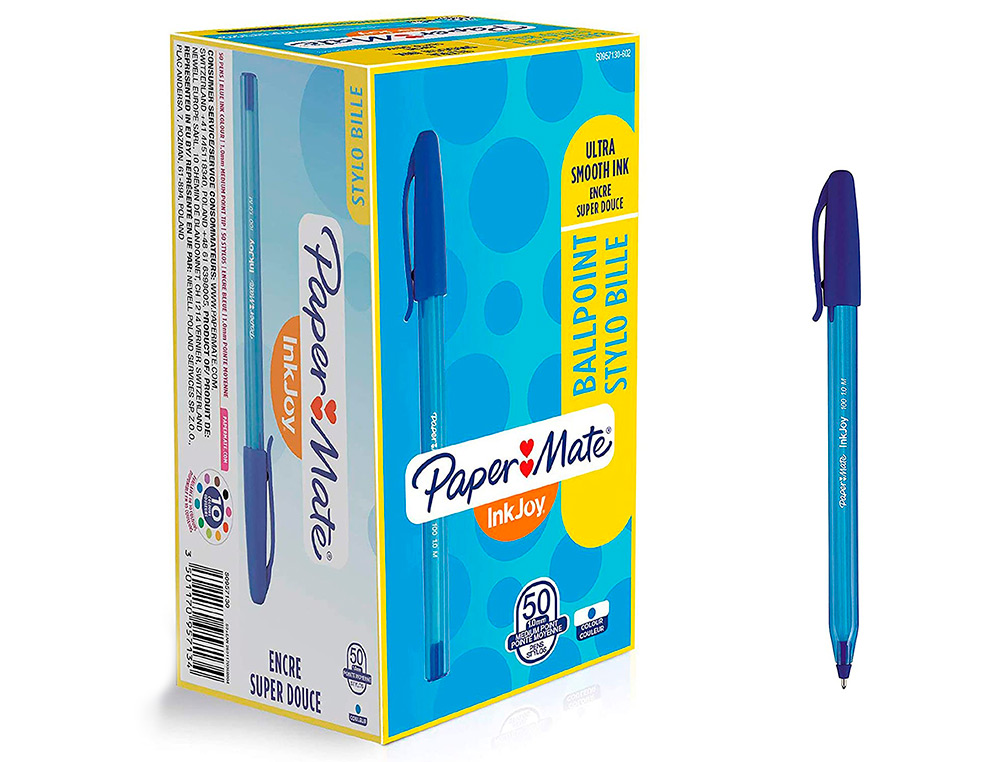 BOLIGRAFO PAPER MATE INKJOY 100 PUNTA MEDIA TRAZO 1MM AZUL