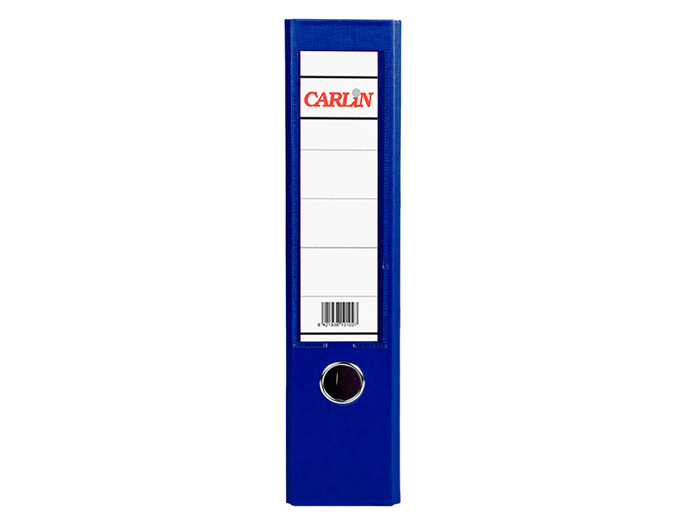 ARCHIVADOR DE PALANCA CARLIN DIN A4 FORRADO POLIPROPILENO CON RADO LOMO ANCHO 75 MM AZUL